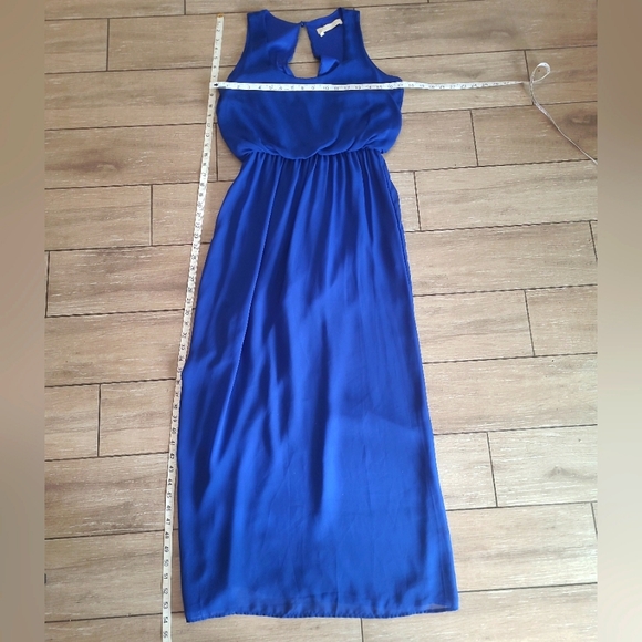 Malloy Women Blue sheer maxi Dress size small (s) one button closure - Picture 5 of 9
